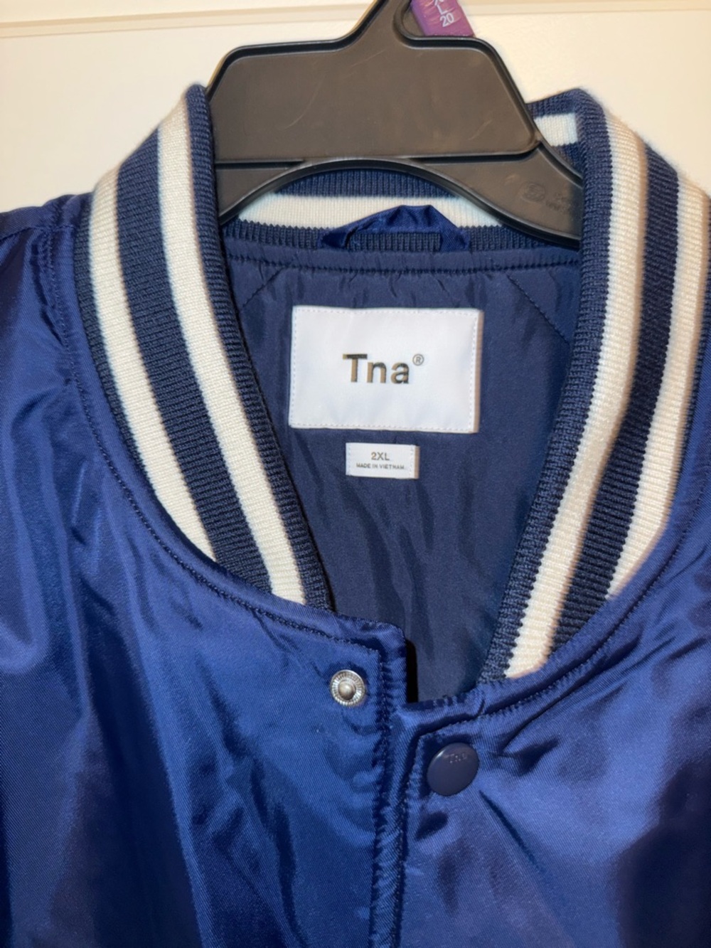 TNA Navy Blue Varsity-Style Bomber Jacket - Picture 3 of 3